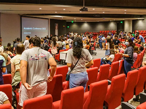 Students getting seated in ENR2 Auditorium