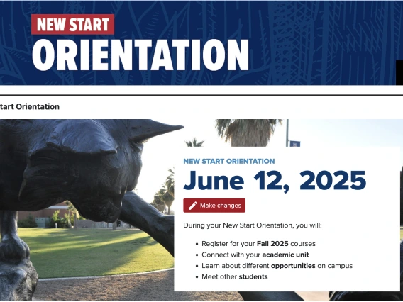 screenshot of New Start Orientation page 