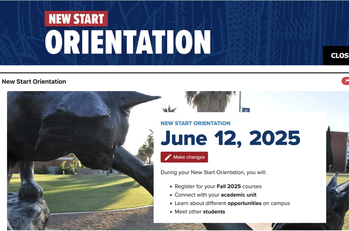 screenshot of New Start Orientation page