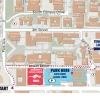 Map of campus with path to loading area and parking.